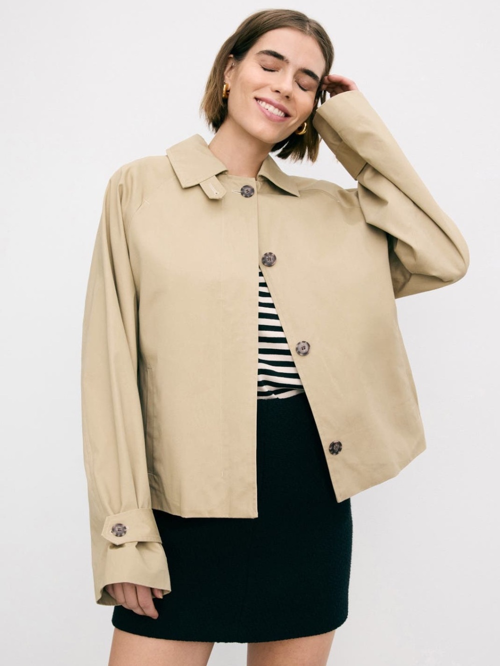 NAADAM Tan Short Trench Jacket